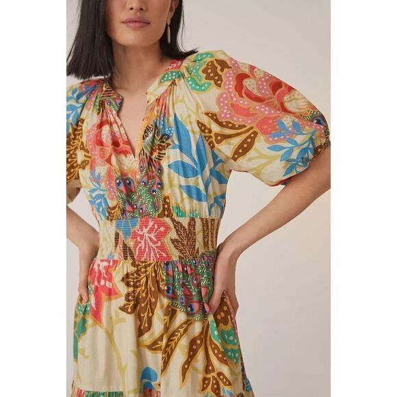 Anthropologie -Puff-Sleeved Midi Dress - Picture 7 of 9